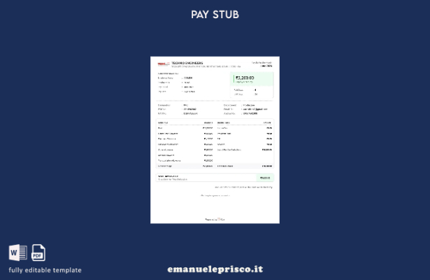 modello di busta paga Techno Engineers in stile verificato