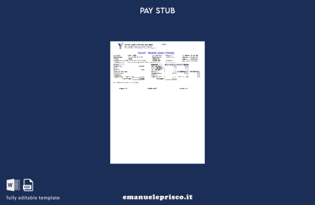 modello di busta paga Yeow Auto Credit in stile verificato