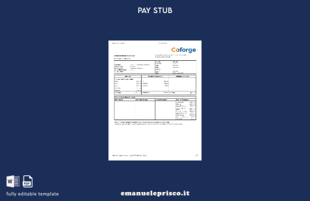 modello di busta paga aziendale Coforge IT in stile verificato