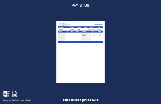 modello di busta paga dei dipendenti con guadagni di Casiola LLC stile verificat