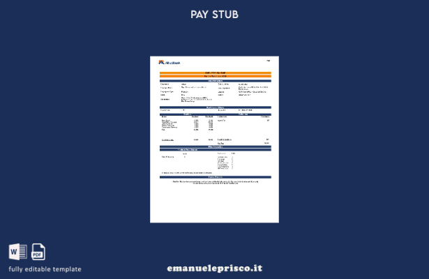 modello di busta paga dei dipendenti di Allied Bank in stile verificato