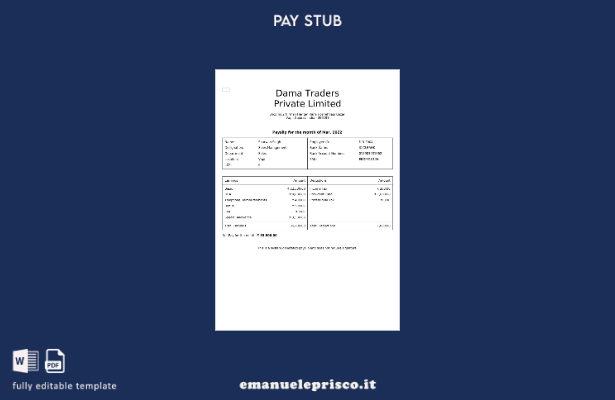 modello di busta paga di Dama Traders in stile verificato