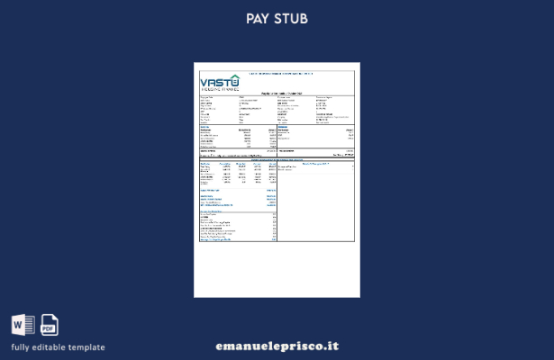modello di busta paga di Vastu Housing Finance Corporation in stile verificato
