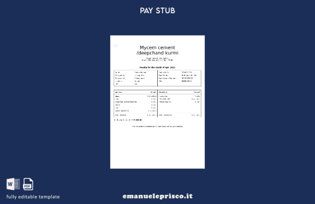 modello di busta paga in cemento Mycem stile verificato