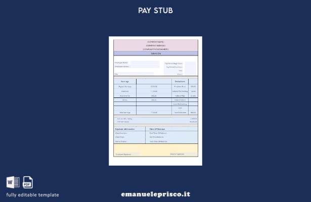 modello di busta paga in stile verificato