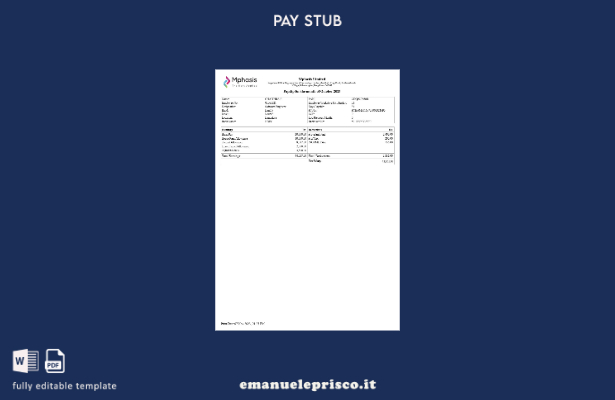 modello di busta paga per azienda IT Mphasis in stile verificato
