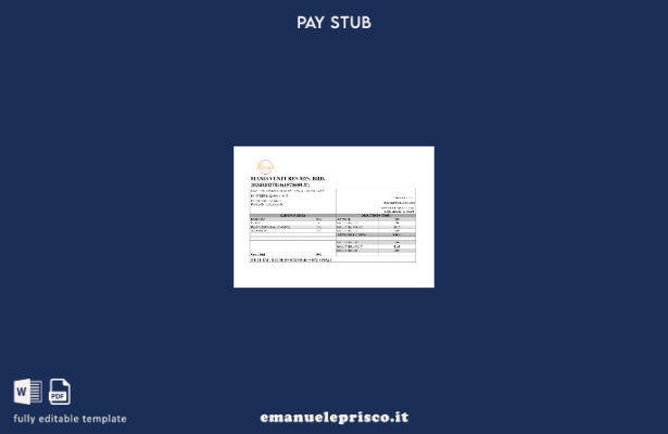modello di busta paga per bar Manis Ventures in stile verificato