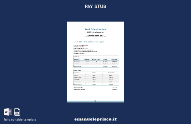 modello di buste paga per PMI di servizi di autotrasporto Inc. stile verificato