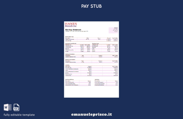 modello di dichiarazione dei guadagni di un'azienda di abbigliamento statunitens