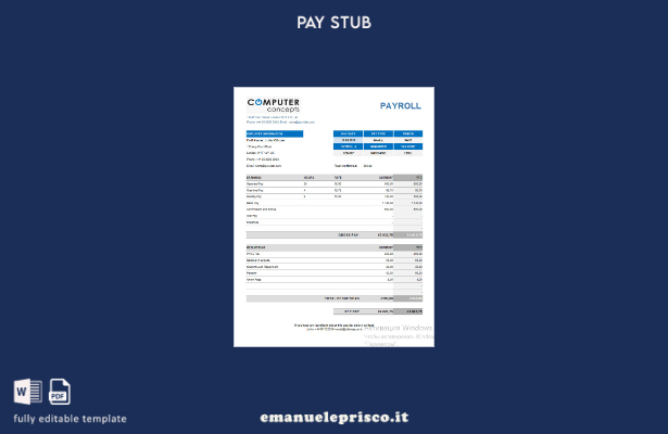 modello di libro paga per società di computer in stile verificato