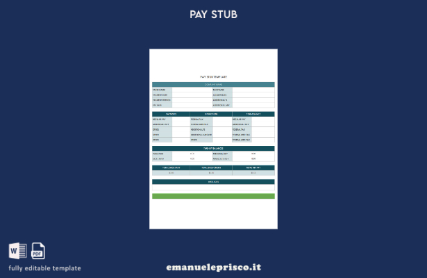 modello di versione della busta paga dell'azienda in stile verificato