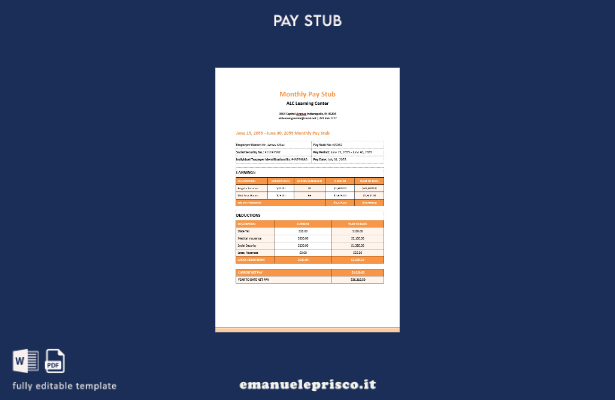 stile verificato Centro didattico Modello busta paga mensile