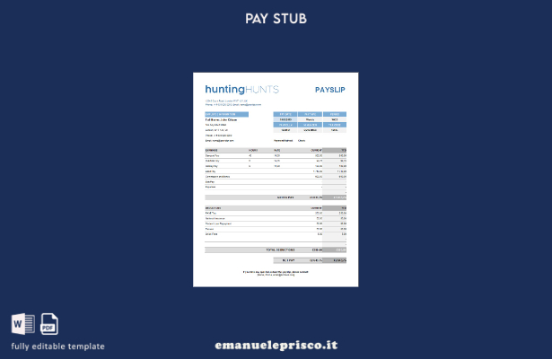 stile verificato Modello busta paga dell'azienda di caccia