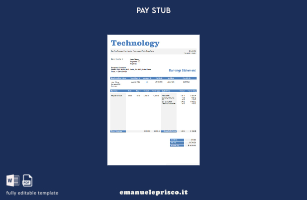 stile verificato Modello busta paga dell'azienda tecnologica