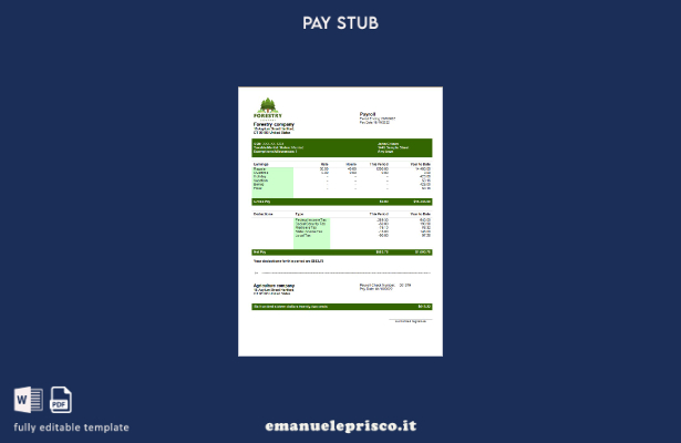 stile verificato Modello di busta paga dell'azienda forestale