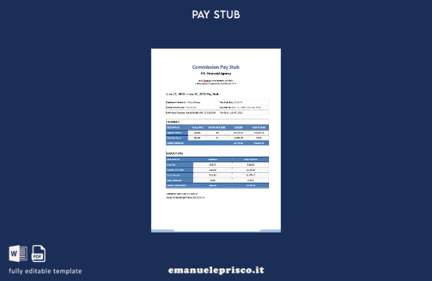 stile verificato Modello di busta paga della Commissione