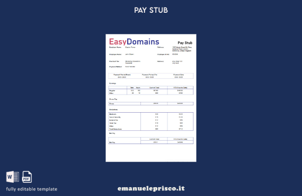 stile verificato Modello di busta paga della società di registrazione del nome d