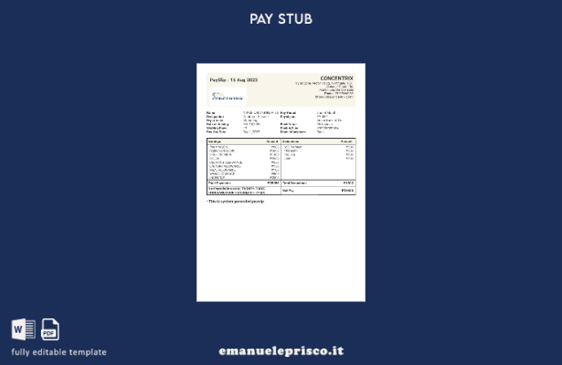 stile verificato Modello di busta paga per tecnologia e servizi Concentrix