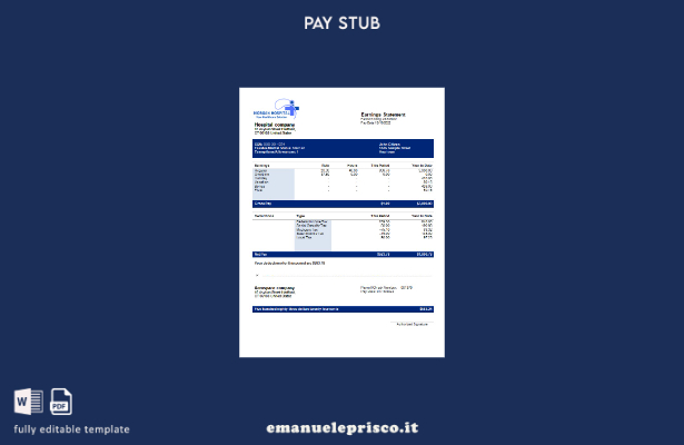 stile verificato Modello di dichiarazione dei guadagni dell'azienda ospedaliera