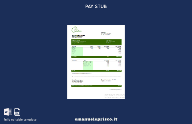 stile verificato Modello di libro paga dell'azienda agricola
