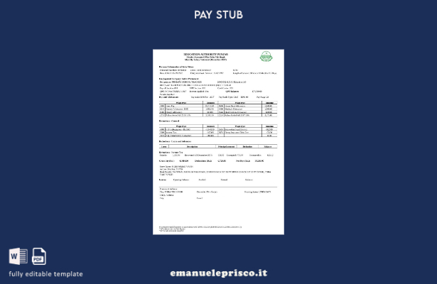 stile verificato modello di dichiarazione salariale mpnthly dell'autorità educat