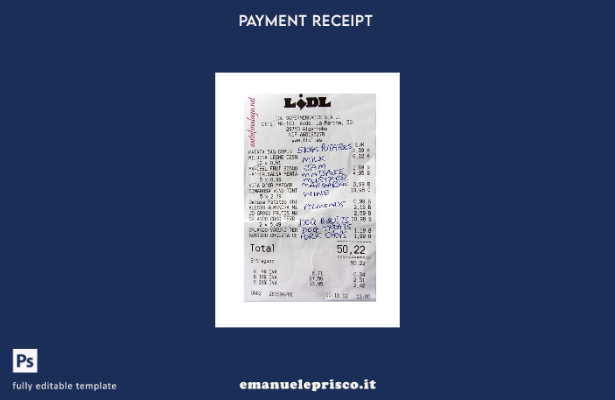 Modello di ricevuta di pagamento Lidl in stile verificato