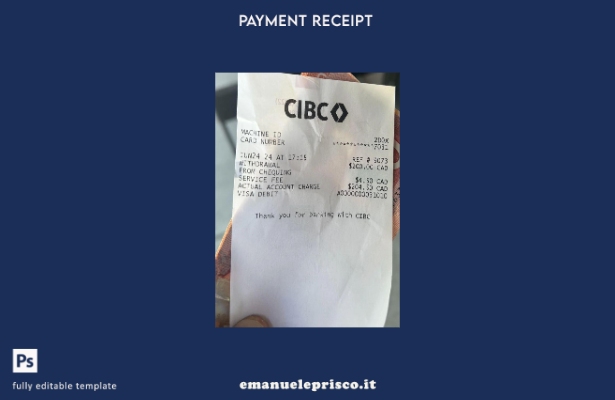modello di assegno di pagamento bancario Canada Cibc in stile verificato