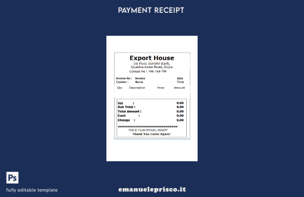 modello di controllo del pagamento Export House in stile verificato