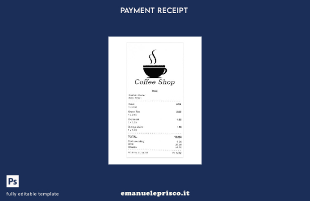 modello di controllo del pagamento della caffetteria in stile verificato