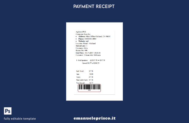 modello di controllo di pagamento Agiliron Pos in stile verificato
