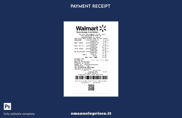 modello di controllo di pagamento Walmart in stile verificato
