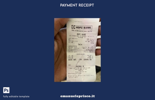 modello di controllo di pagamento bancario India Hdfc in stile verificato