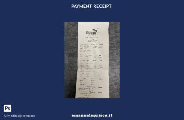 modello di controllo di pagamento del negozio Puma in stile verificato