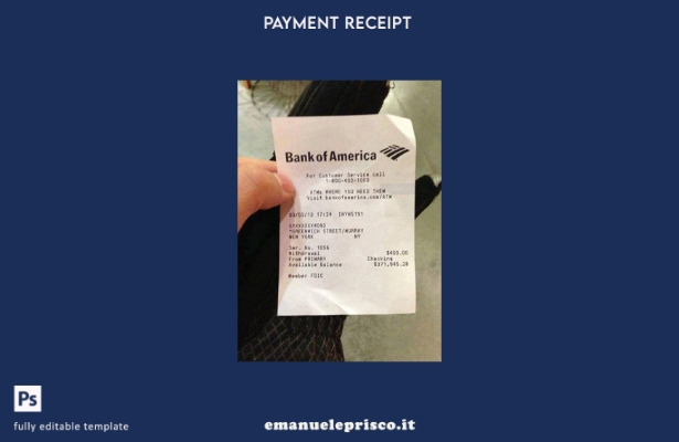 modello di distinta di pagamento USA Bank of America in stile verificato
