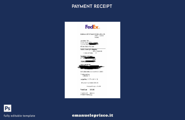 modello di ricevuta Fedex Corporation in stile verificato
