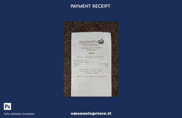 modello di ricevuta del mercato Woolworths in stile verificato