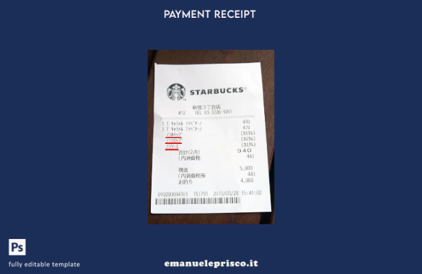 modello di ricevuta della società Starbucks in stile verificato