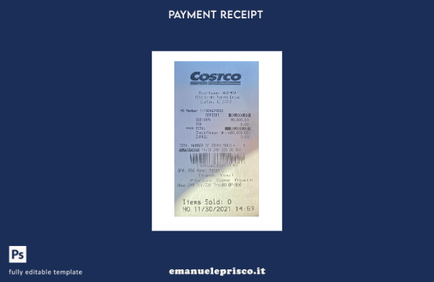 modello di ricevuta di pagamento Costco in stile verificato