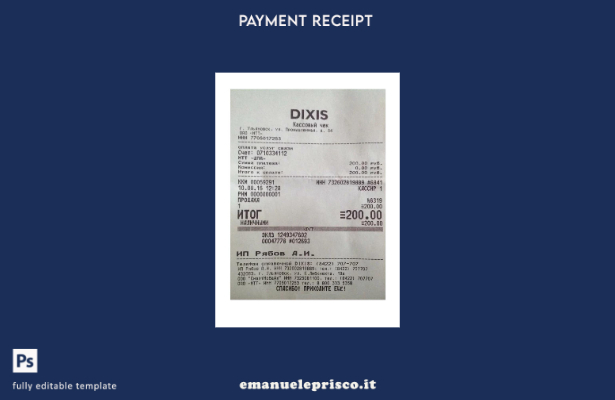 modello di ricevuta di pagamento Dixis in stile verificato