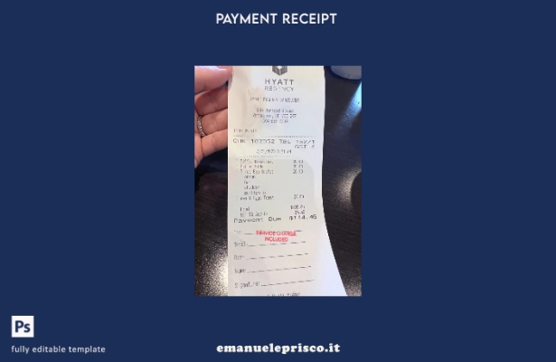 modello di ricevuta di pagamento Hyatt Regency in stile verificato