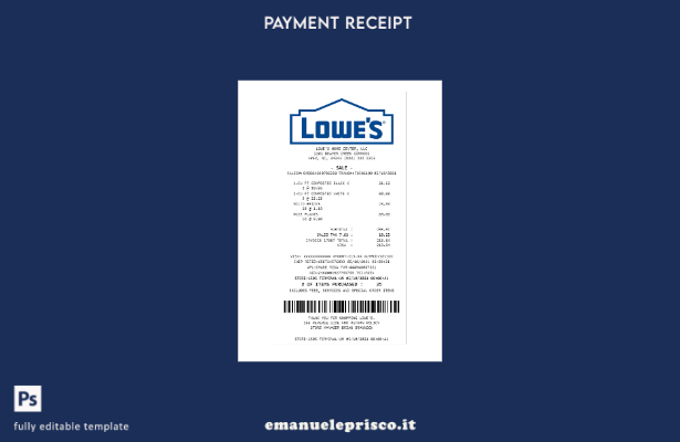 modello di ricevuta di pagamento Lowe'S in stile verificato