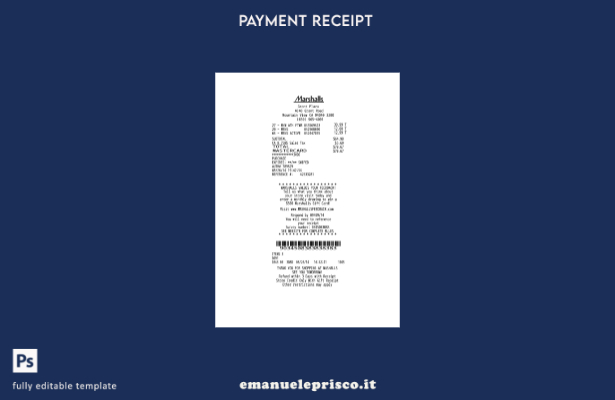 modello di ricevuta di pagamento Marshalls in stile verificato