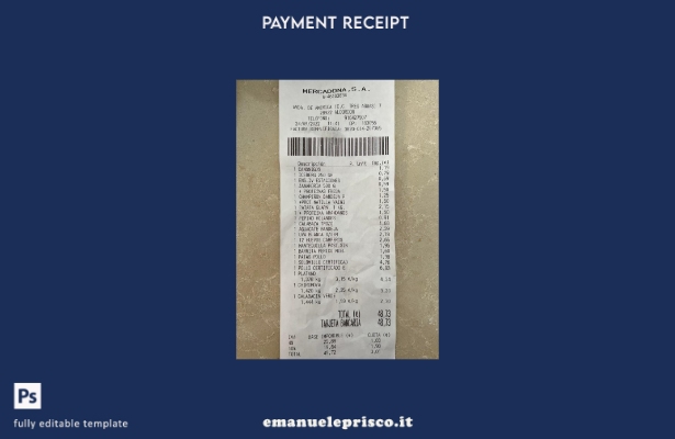 modello di ricevuta di pagamento Mercadona in stile verificato