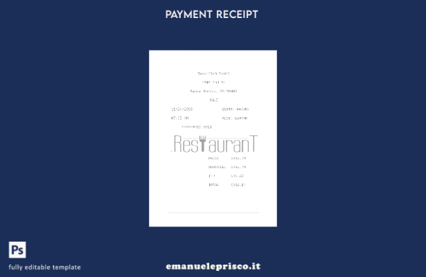 modello di ricevuta di pagamento Sweetfish Sushi in stile verificato