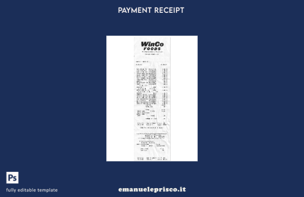 modello di ricevuta di pagamento Winco Foods in stile verificato