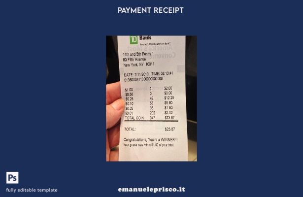 modello di ricevuta di pagamento bancario USA Td in stile verificato
