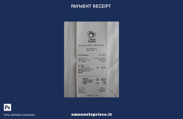 modello di ricevuta di pagamento del gruppo Etisalat in stile verificato