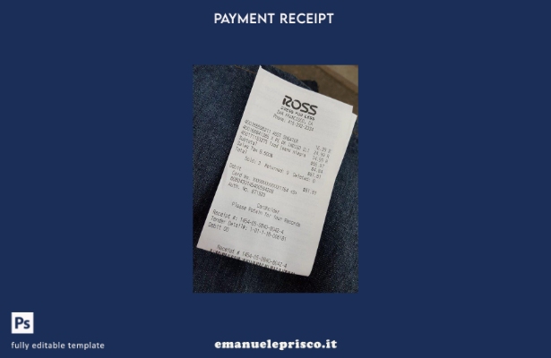 modello di ricevuta di pagamento del negozio Ross in stile verificato