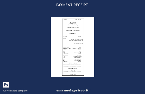 modello di ricevuta di pagamento dell'agenzia in stile verificato