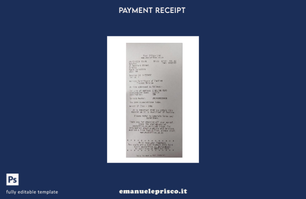 modello di ricevuta di pagamento di Post Office Ltd in stile verificato